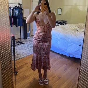 PrettyLittleThing size 6 cheetah Midi Peachy Orange And White Color Girly Cute